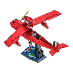 MOC Red Seaplane Model with Stand Building Block Set 2340pcs Brick Toy - Picture 1 of 6