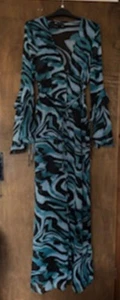 Blue/Teal/Black Chiffon Layered Sleeve Wide Leg Size 8 Jumpsuit from ASOS - Picture 1 of 11