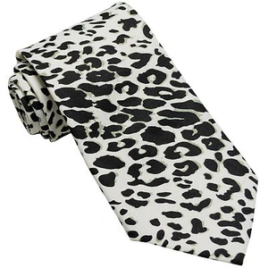 New Vesuvio Napoli Polyester Men's Neck Tie necktie animal leopard print white - Picture 1 of 2