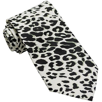 Nuevo Vesuvio Napoli Poli Poli Poli Corbata Cuello Hombre Animal Leopardo Estampado Blanco Foto 1 de 2
