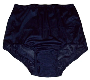 NAVY BLUE NYLON TRICOT ** 2 Layer Wide Crotch PANTY Encased BRIEF 30-40" XL ** - Picture 1 of 4