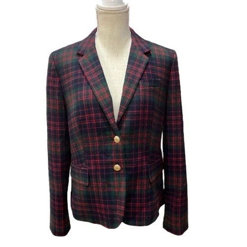 Blazer J.Crew Stewart Tartán Escolar Rojo/Verde/Azul Lana a Cuadros Talla 14 Foto 1 de 4