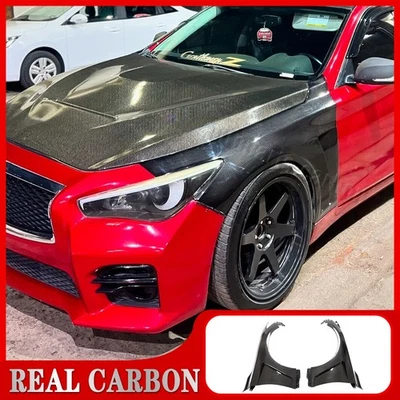 For Infiniti Q50 Q50S 2014-2023 REAL Carbon Fiber Exterior Side Fender Vent Trim - Image 1 of 4
