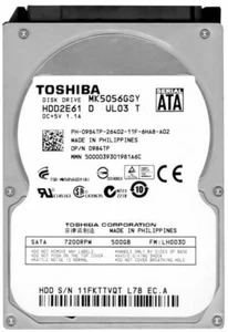 Hard Drive Toshiba MK5056GSY 500GB 7200U/Min 16MB SATA II 2.5'' - Picture 1 of 3