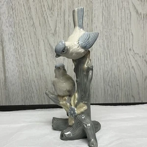 Vintage Ceramic Figurine Statue Blue Birds On A Tree 8 1/2” Blue Jay - Picture 1 of 12