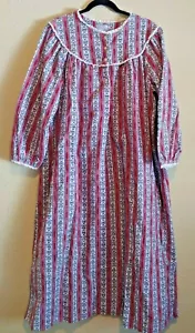 Camisón largo vintage de franela rojo floral algodón floral rojo Lanz of Salzburg - Imagen 1 de 5