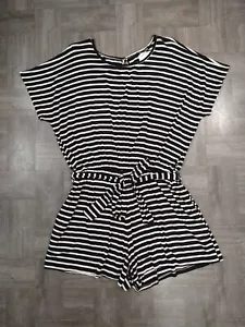 NWT women's HEIMISH USA black & white striped ONEPIECE short romper - sz 2X / 3X - Picture 1 of 11