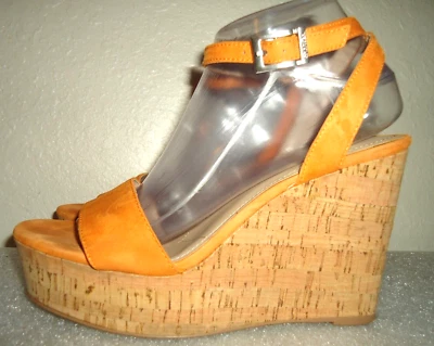 Charles David Correa al Tobillo Plataforma Cuña Naranja Gamuza Zapatos Talla-8.5M/38.5 #K Foto 1 de 4