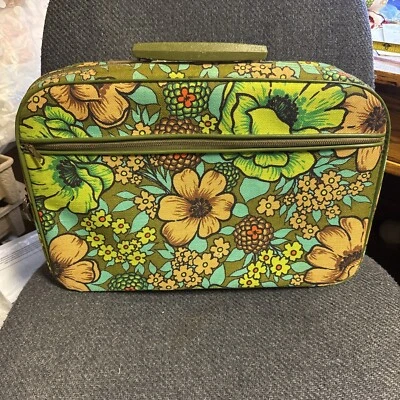 Vtg Bantam Mini Suitcase Overnight Carry-on Retro Floral Hippie Boho 16x10.5x4.5 - Image 1 of 4