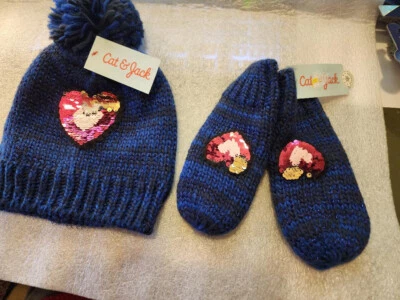 CAT & JACK HAT AND MITTENS NAVY — 第 1/4 张图片