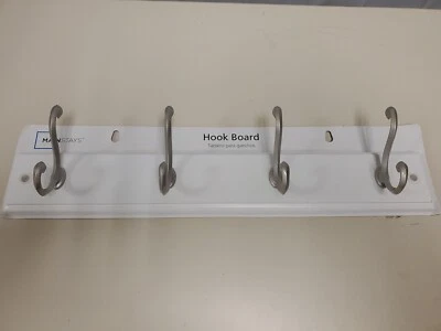 Mainstays, Tablero de Gancho, Tablero de Gancho Blanco de 18 pulgadas con 4 Ganchos de Níquel Satinado; 30 Lb Ho Foto 1 de 4