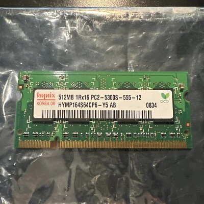 HYNIX 512MB 1Rx16 PC2-5300S-555-12 HYMP164S64CP6-Y5 AB Laptop Ram Memory - Image 1 of 4