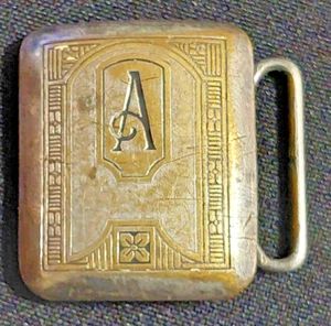 Antique 1920s HICKOK Duro Plated Bronze ART DECO Belt Buckle Initial A - Picture 1 of 7