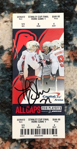 TJ Oshie Signed Autograph Authentic 2018 Washington Capitals Stanley Cup Ticket Cover