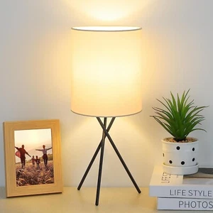 Modern Bedside Lamp Table Nightstand Reading Desk Office Black Metal Shade Small - Picture 1 of 9
