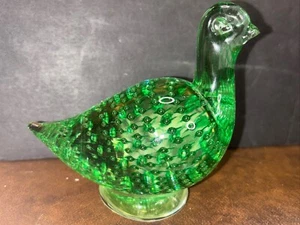 Clear Green Tinted Glass Art Controlled Bubble Dove Bird Paperweight Figure Deco - Picture 1 of 13