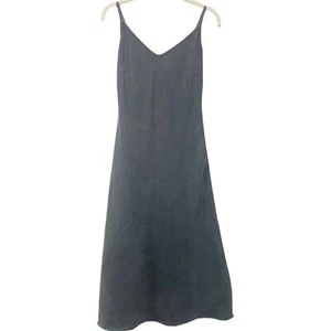 Women's Mother The Slip Up inn Faded Black Sleeveless Midi Chambray Dress Frayed - Picture 1 of 10