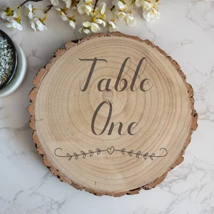 Personalised Large 30cm Wedding Table Number Wood Log Slice Sign Decoration - Picture 1 of 2