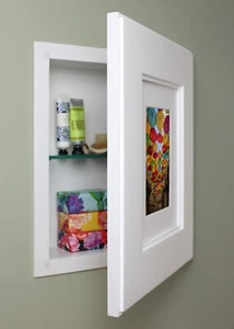 Imperfect Compact Portrait 14"H X 11"W Picture Frame Door Medicine Cabinet - Picture 1 of 38