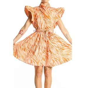 Mini Vestido Derek Lam Colección Naranja Corte Cebra Estructurado Mujer Talla 6 - Imagen 1 de 12