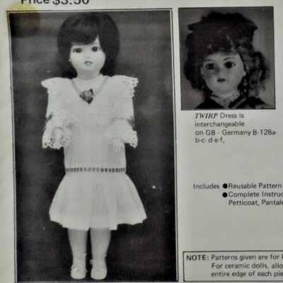 Patrones de muñecas Byron #DP-17 Twirp 247 17" vestido/enagua victoriana 1989 sin cortar Foto 1 de 4