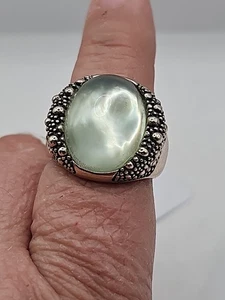 Michael Dawkins Sterling Starry Night Oval Doublet MOP Quartz Ring Size 9.5 - Picture 1 of 13
