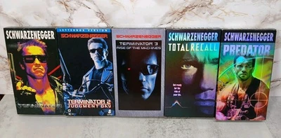 Terminator 1, 2, & 3 + Predator & Total Recall (5 VHS Lot) Arnold Schwarzenegger - Image 1 of 4