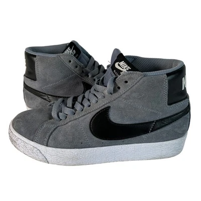 Nike SB Blazer средний серый замшевый черный Swoosh середины верхнего коньков туфли мужчин размер 4 - Изображение 1 из 4