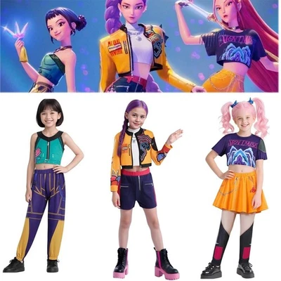 K-Pop Demon Hunters Rumi Mira Zoey Halloween Cosplay Costume Dress Up Kids Girls