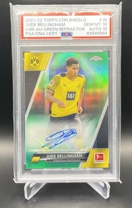2021-22 Topps Chrome Bundesliga Jude Bellingham Green Refractor Auto 26/99 PSA10 - Picture 1 of 2