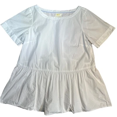 Camisa popeline Anthropologie Maeve Darla branca manga curta feminina tamanho médio em excelente estado usado - Imagem 1 de 4