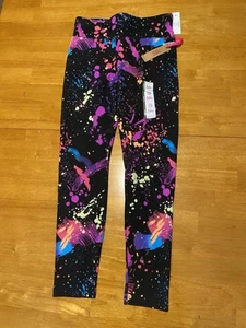 Justice Black Stretch Athletic Paint Splatter Leggings Girls Size XL - Picture 1 of 6