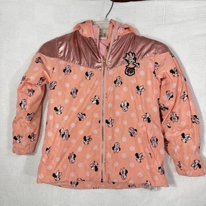 DISNEY MINNIE MOUSE EARS HOODED ROSE GOLD PINK RAINCOAT Sz 5/6 - Picture 1 of 8