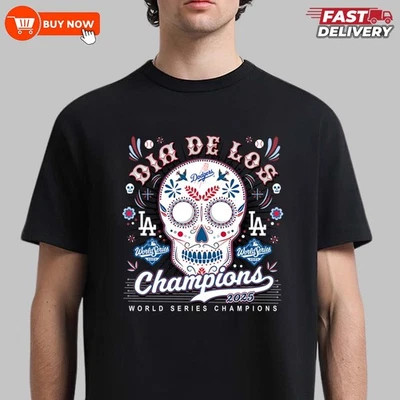 Los Angeles Dodgers Dia De Los World Champions TShirt - Multicolors, Full Size - Image 1 of 4