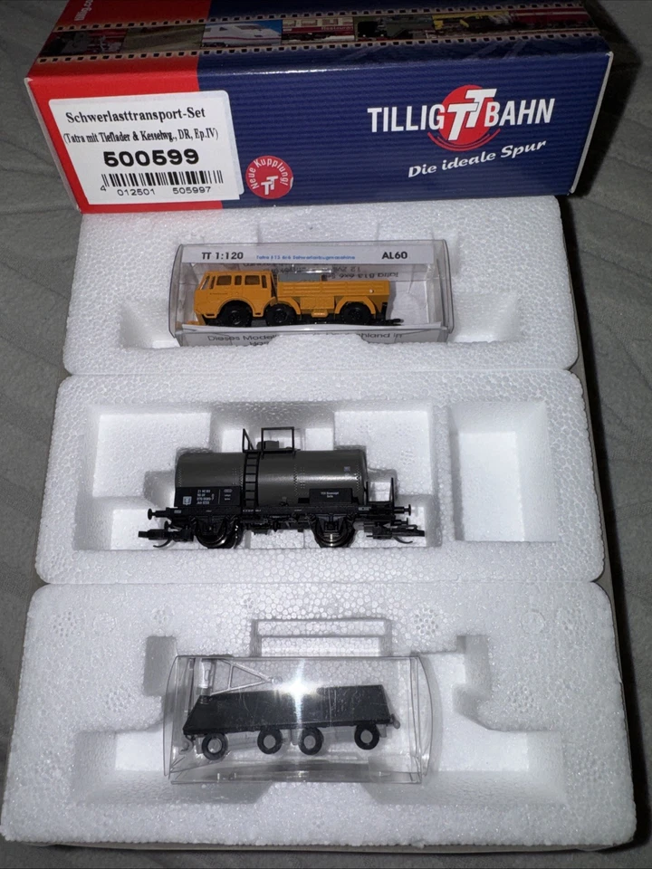 Tillig TT 500599 Schwerlasttransport Tatra Tieflader Kesselwagen DR Ep IV - Neu - Bild 1 von 1