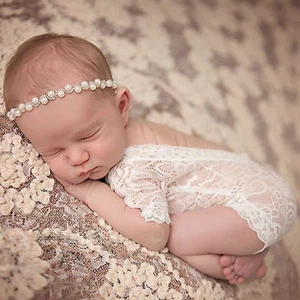 Newborn Baby Girl Lace Floral Romper Bodysuit Photo Props Photography Costumes - Picture 1 of 15