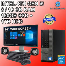 i5 4th Gen DESKTOP TOWER PC & 24" TFT COMPUTER SET 16GB WIN 10 120GB SSD 1TB HDD