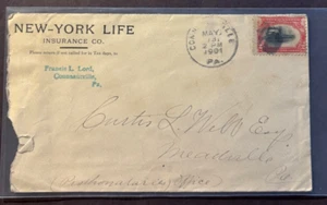 #295 Vintage Cover from New York Life, Conneautville, Pa cancel, 5/19/1901 - Picture 1 of 1