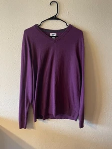 Vecchio Maglione Navy Uomo Grande Viola Scollo V Pullover Leggero Casual - Foto 1 di 12
