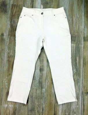 Jeans Sigrid Olsen branco crop skinny no tornozelo tamanho 4 W26" em 23" cintura 9" impecável - Imagem 1 de 4