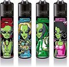 CLIPPER Feuerzeug Lighter Gas Collection Flint 4-Set -Aliens #2-