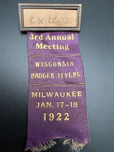 1922 Misterioso Wisconsin Badger Flyers Tercera Reunión Anual Insignia Milwaukee - K523 - Imagen 1 de 6