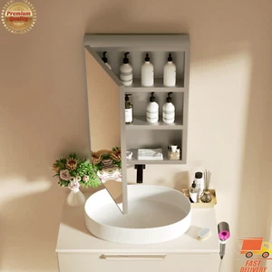 Recessed/Wall Mount Aluminum Medicine Cabinet Bathroom with Mirror Door Shelve - Picture 1 of 16