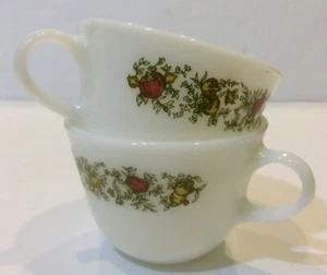 PYREX Garden of Fresh Vegetables White Coffee Mug Tea Cup Set of 2 Vintage USA - Picture 1 of 11