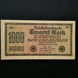 BILLET CIRCULE 1000 MARK 1922 REICHSBANKNOTE / ALLEMAGNE / GERMANY - Imagen 1 de 2