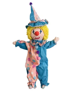 Vintage LARGE Handmade Clown By Patricia Lufkin 25" Fabric Plush Toy E1-319 - Picture 1 of 8