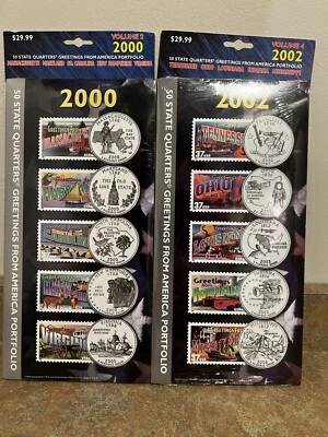 2000 2002 - 50 State Quarters and Greetings from America Stamps Set un-opened - Image 1 of 2
