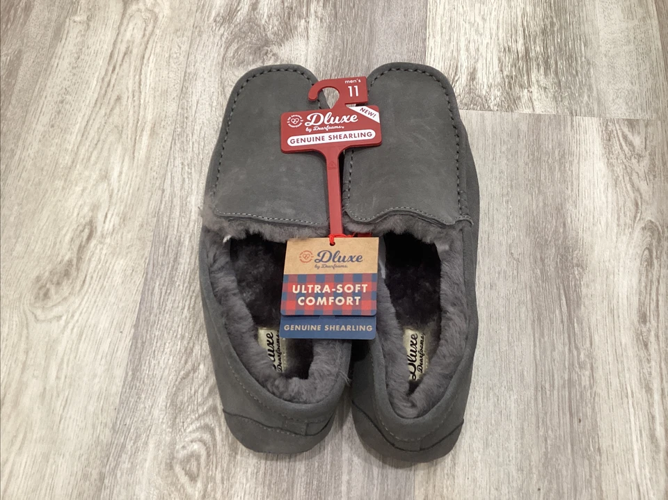 Мужские тапочки мокасины из натуральной овчины Dluxe от Dearfoams Nelson — американский размер 11 - Изображение 1 из 2