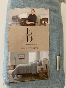 Ellen Degeneres EURO European PILLOW SHAM NEW Riverside Blue 26"x26" - Picture 1 of 2