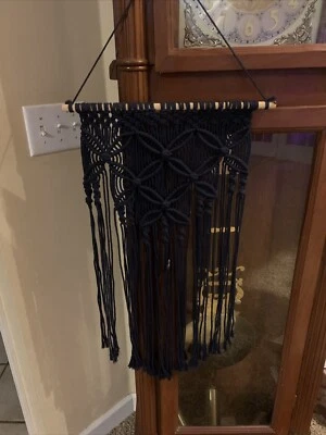 Winterdemoon Cotton Home Decor Macrame Wall Hanging Navy Blue Boho Retro HandmdE - Image 1 of 4